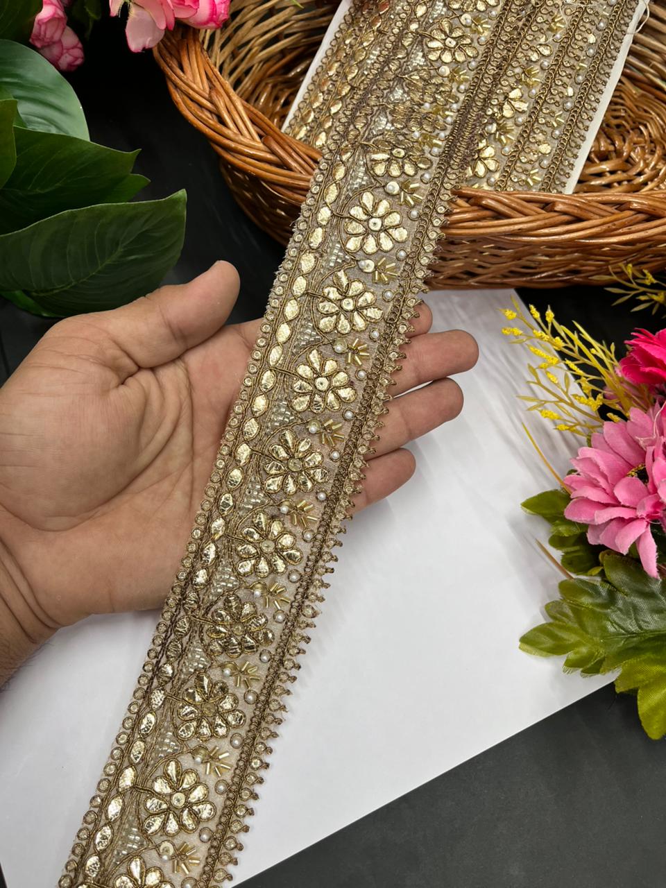 Beautiful Gota Work Lace – Premium Golden Embroidery Lace Border for Sarees & Ethnic Wear | Antique