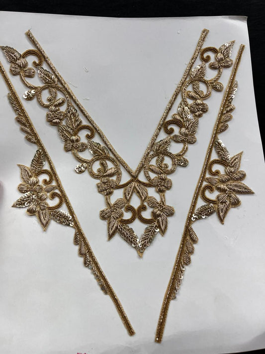 Designer Dabka Work Neck Patches – Premium Ethnic Neck Patch for Kurti, Suits & Bridal Wear | Antique