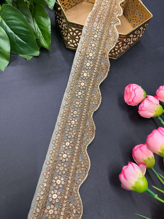 Gold Embroidered Saree Lace Borders – 9 Meters, 2-Inch Decorative Trim for Lehengas, Dupattas & Ethnic Wear | Antique