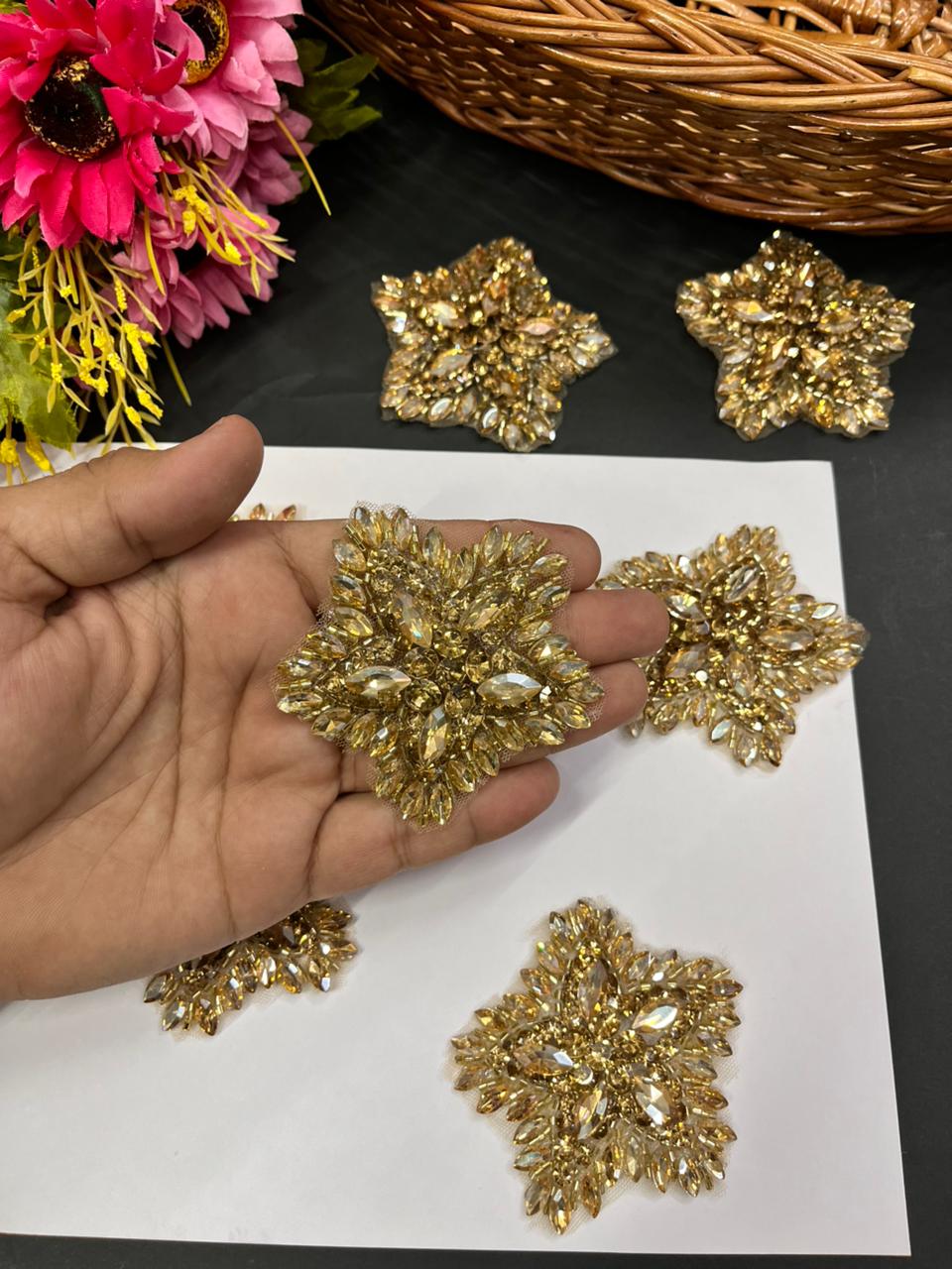 Handmade Rhinestone Patch – Premium Designer Patch for Ethnic & Fusion Wear | Antique