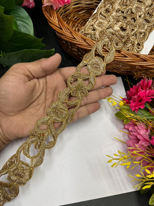 Designer Cutwork Dabka Borders – Premium Handmade Ethnic Lace Border for Sarees & Dupattas | Antique