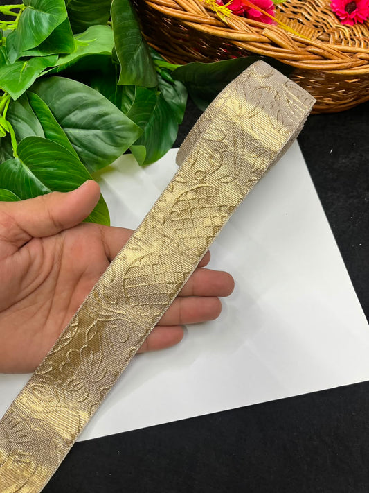 Artificial Plain Gota Lace for Skirts, Lehengas, Sarees & Dupattas – Decorative Gota Patti Lace Border (2 Inch) | DC1024 | Antique
