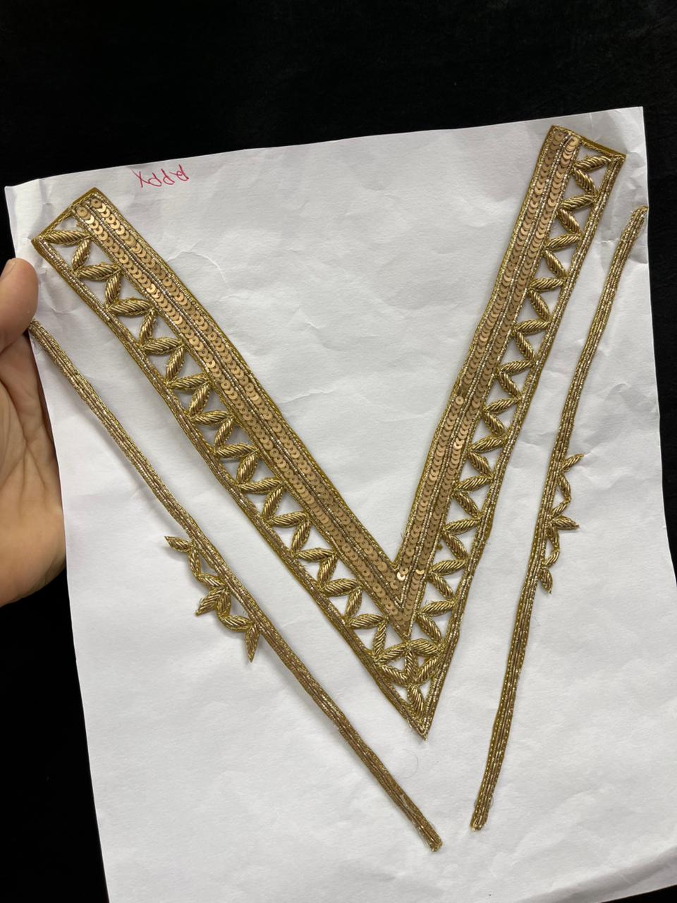 Premium Quality Zardozi Work Neck Patches – Designer Ethnic Neck Patch for Kurti, Suits & Bridal Wear | Antique