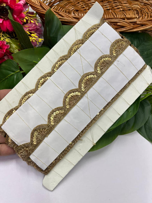 Handmade Scalloped Zardozi Work Lace for Sarees and Bridal Wear – Premium Handmade Lace | Antique