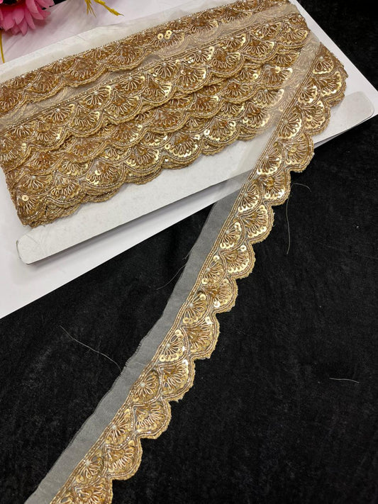 Beautiful Zardozi Dabka Borders for Sarees & Dupattas – Premium 1 Inch Handmade Decorative Lace for Bridal & Ethnic Wear (9 Meter) | Antique