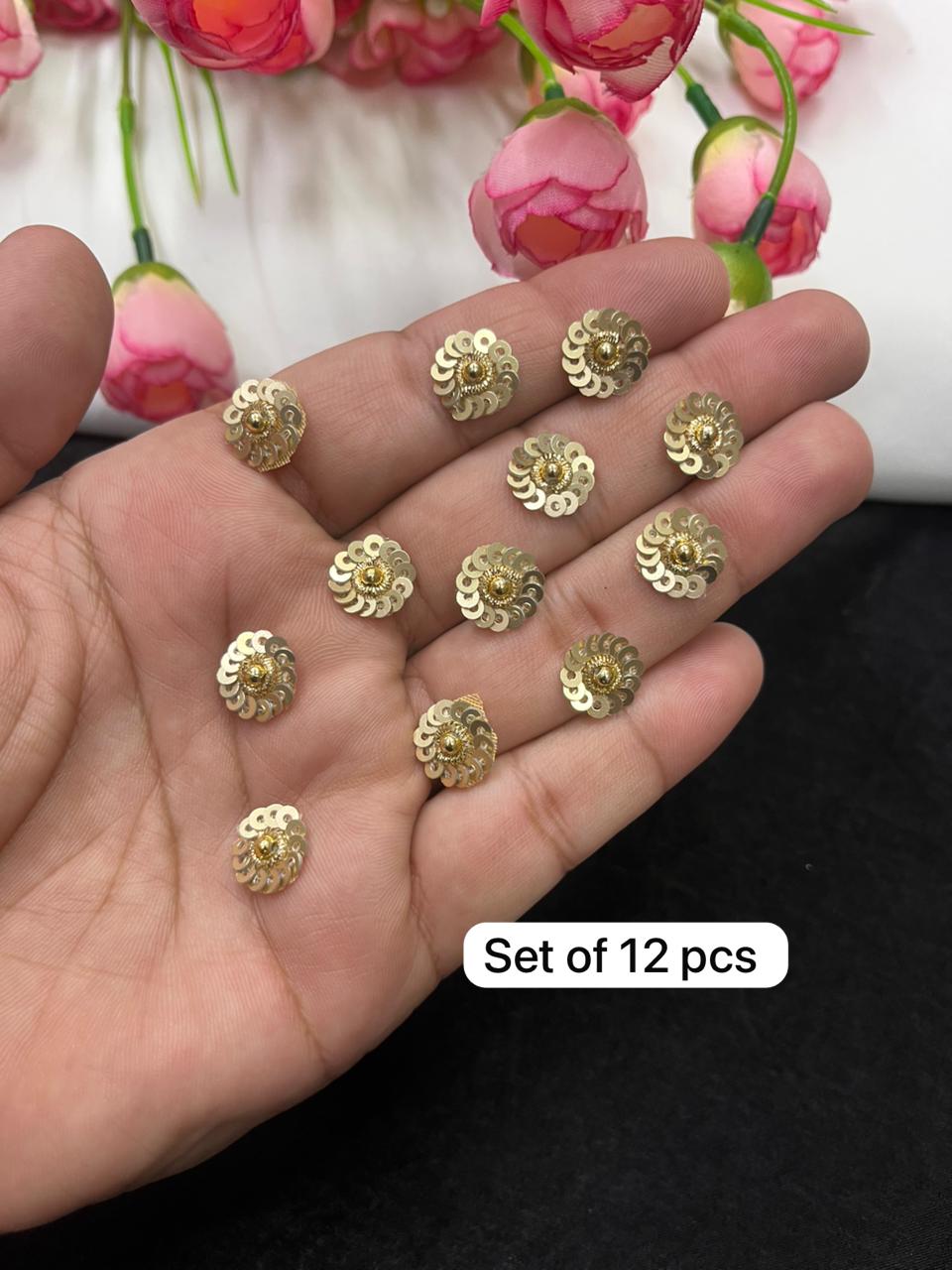 Handcrafted Sequins Work Small Patches for Sarees & Dupattas – Designer Embroidered Patch Set (12 Pieces) | Antique