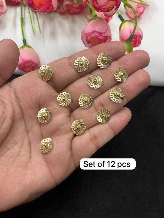 Handcrafted Sequins Work Small Patches for Sarees & Dupattas – Designer Embroidered Patch Set (12 Pieces) | Antique