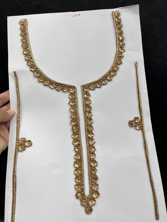 Premium Quality Zardozi Work Neck Patches – Designer Ethnic Neck Patch for Kurti, Suits & Bridal Wear | Antique