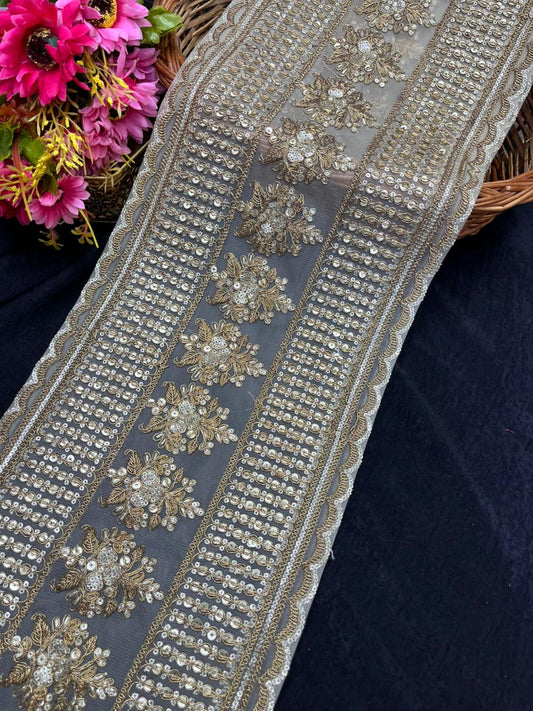 Sabyasachi Inspired Embroidered Lehenga Border Lace – Designer Bridal Saree & Lehenga Lace Trim (9 Inch) | Antique
