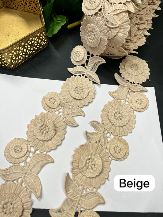 New Imported Western Lace for Sarees & Dresses – Premium 3 Inch Decorative Lace Border (9 Meter) | Beige