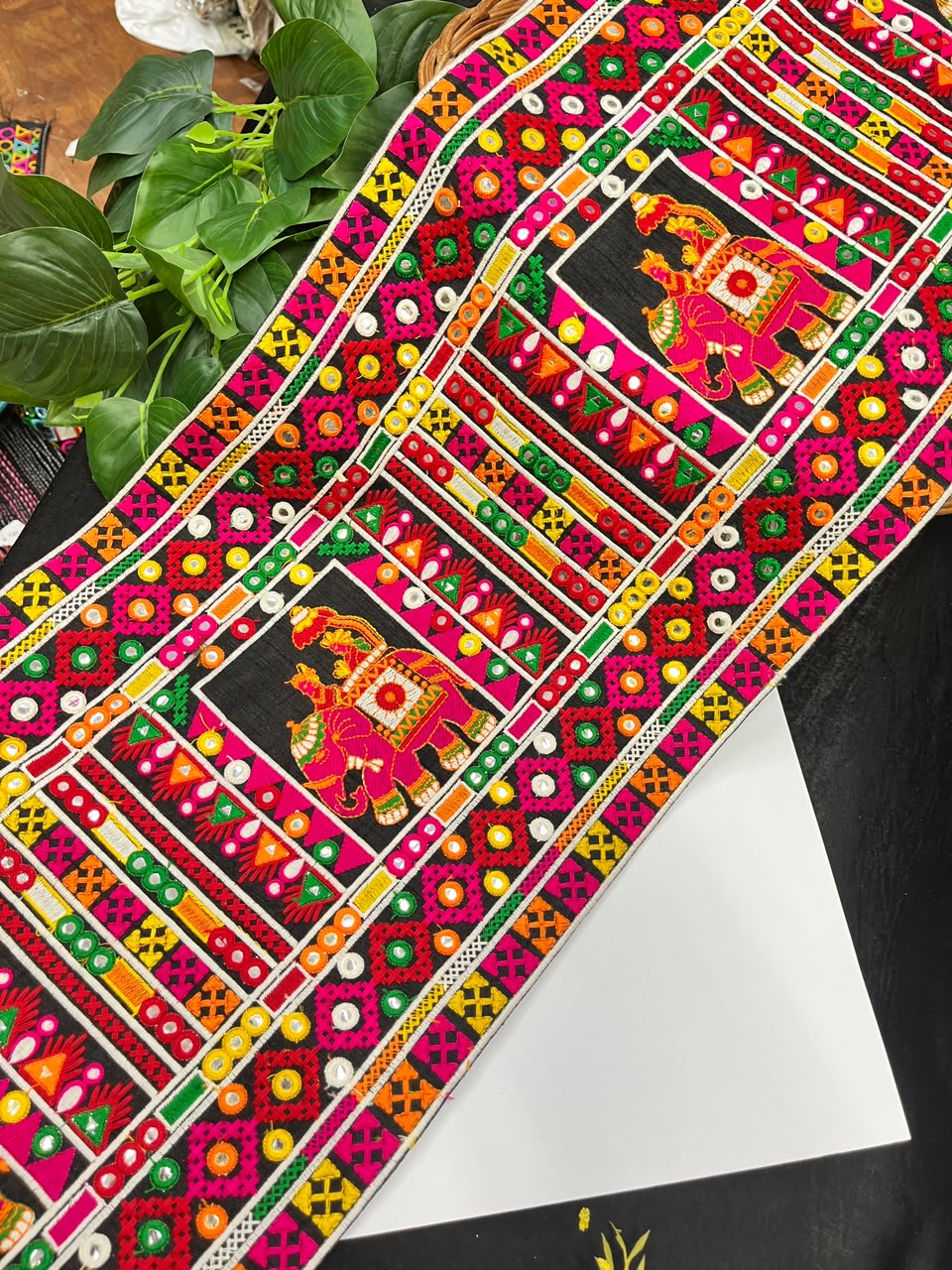 Multicoloured Navratri Lace for Sarees, Lehengas & Chaniya Cholis – Designer Ethnic Decorative Lace Border (10.5 Inch) | DC1029 | Black