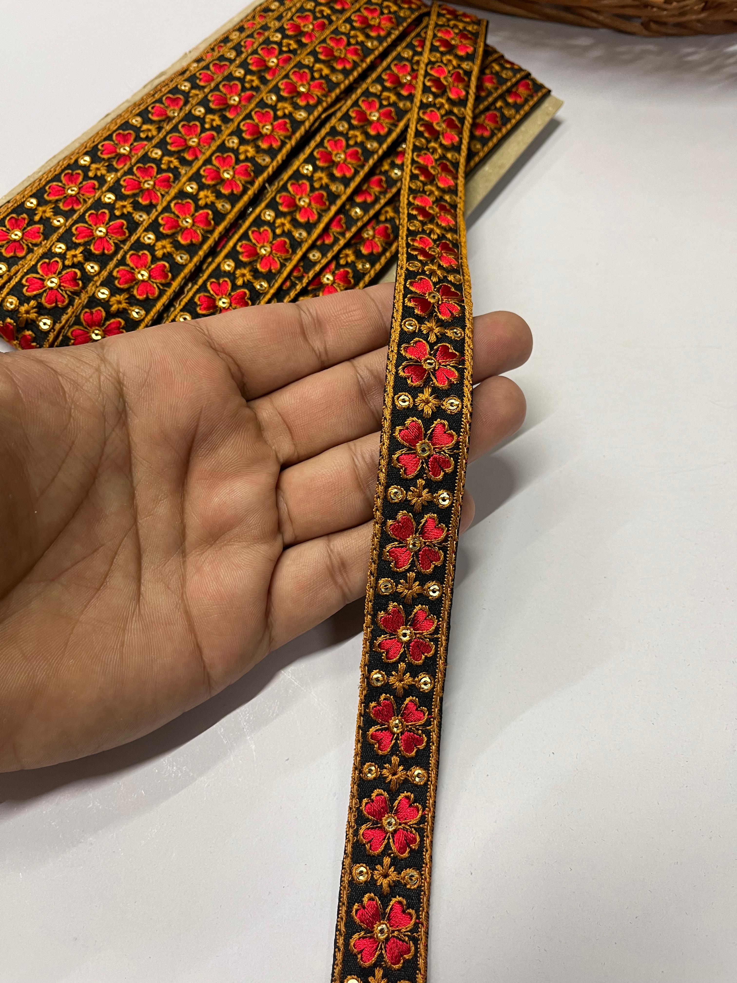 Thread Embroidered Indian Lace Trims – 9 Meters, 1-Inch Width, Handcra ...