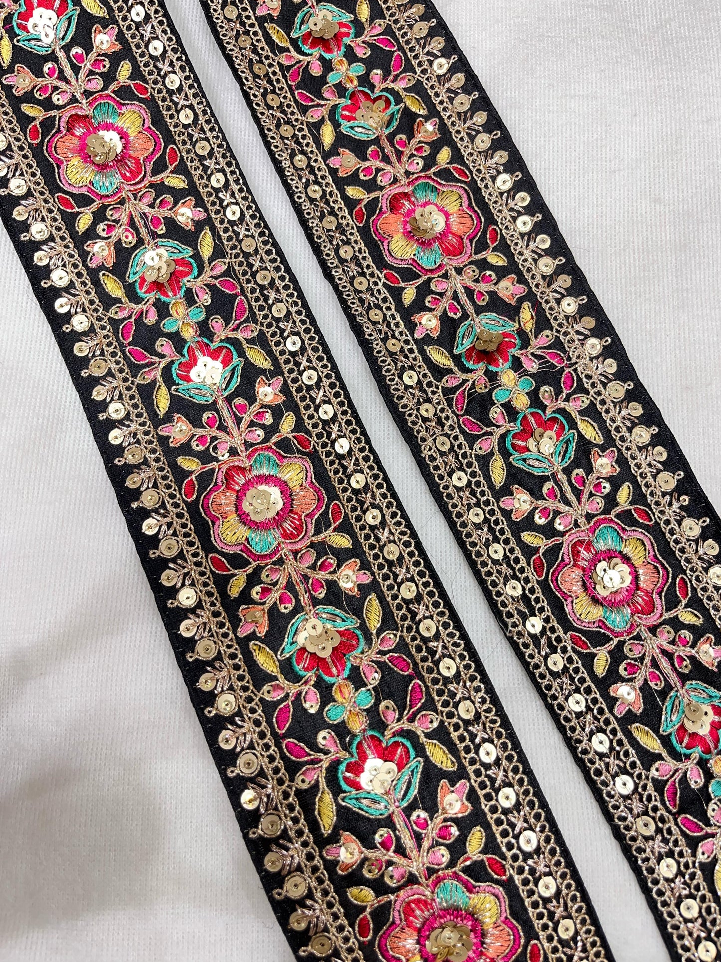 Embroidery Lace Embellishment Trim – 9 Meters, 3-Inch Width, Decorative Border | Black