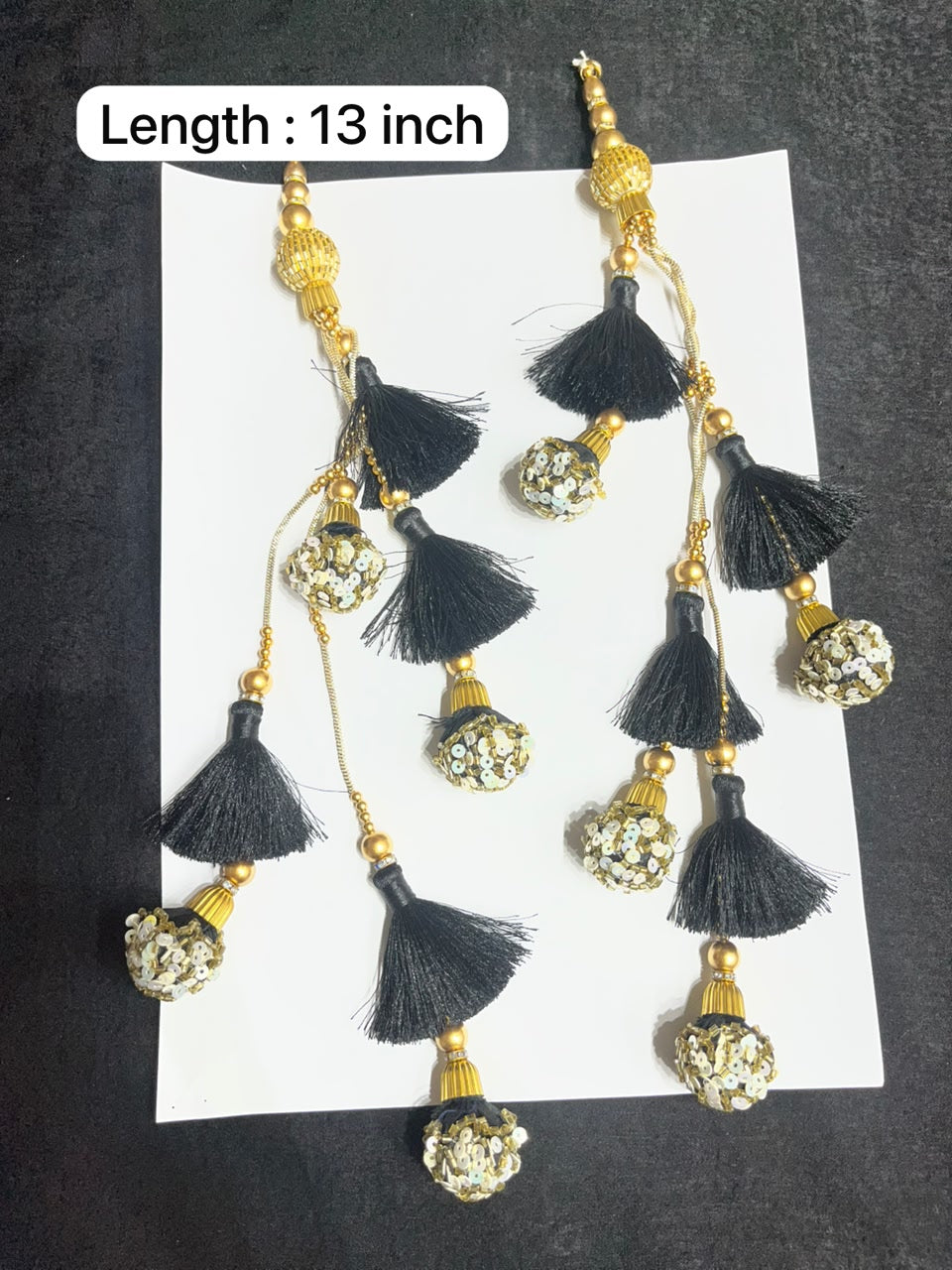 Decorative Handmade Resham Latkan for Saree and Lehenga – Designer Blouse Hanging Tassel for Ethnic Wear | Black