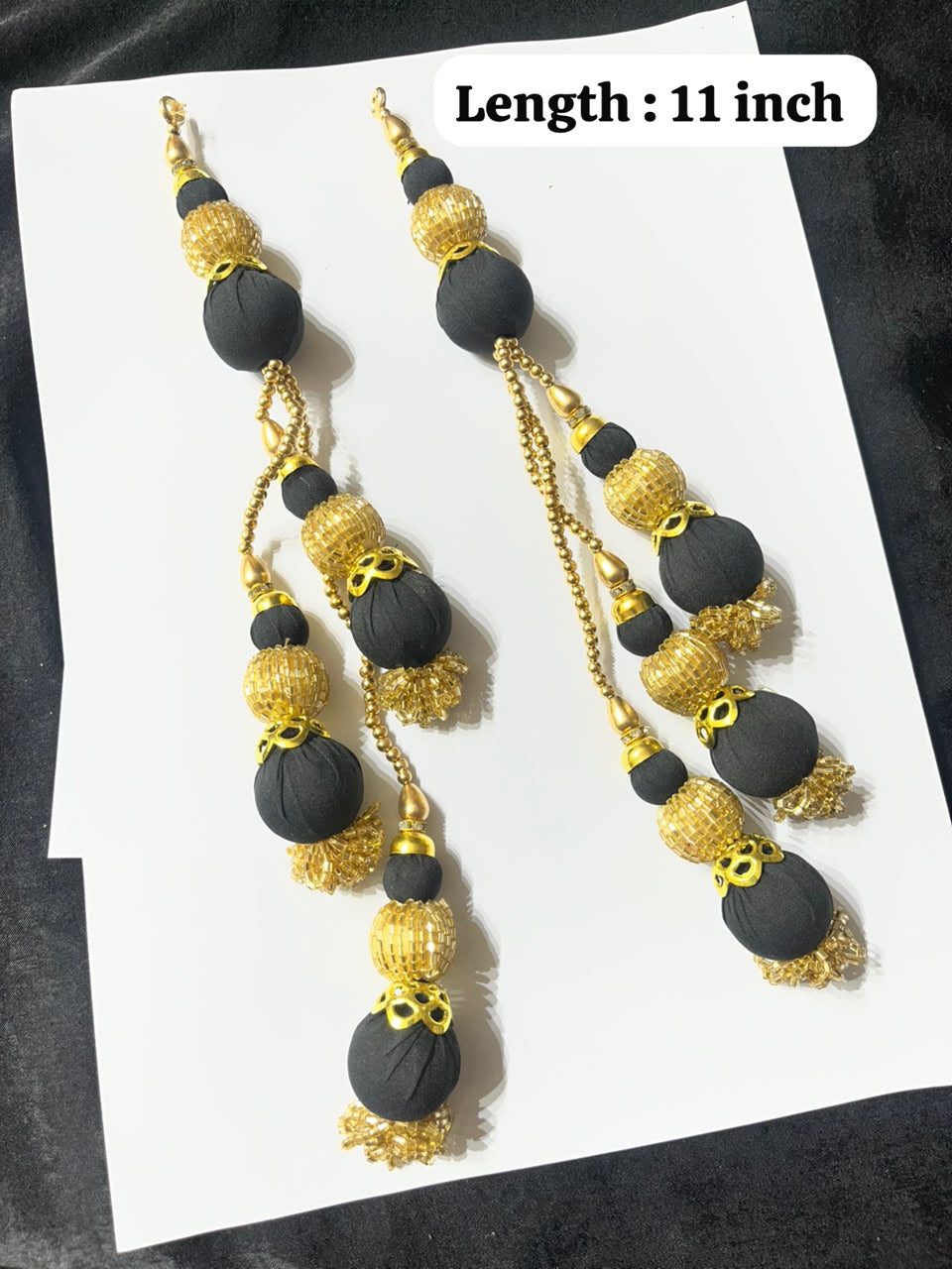 Decorative Handmade Latkans for Lehenga and Saree Blouses – Designer Ethnic Tassels for Traditional Wear | Black