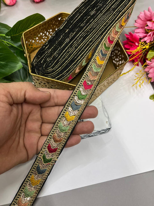 Sabyasachi Style Embroidery Saree Laces – Premium 1 Inch Designer Decorative Lace for Ethnic & Bridal Wear (9 Meter) | Black