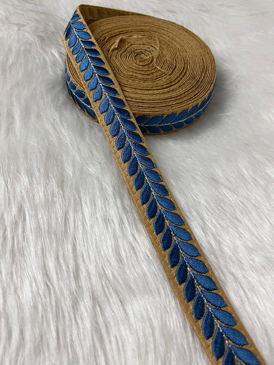 Beautiful Thread Work Parsi Lace Trim | 9 Meter | Blue