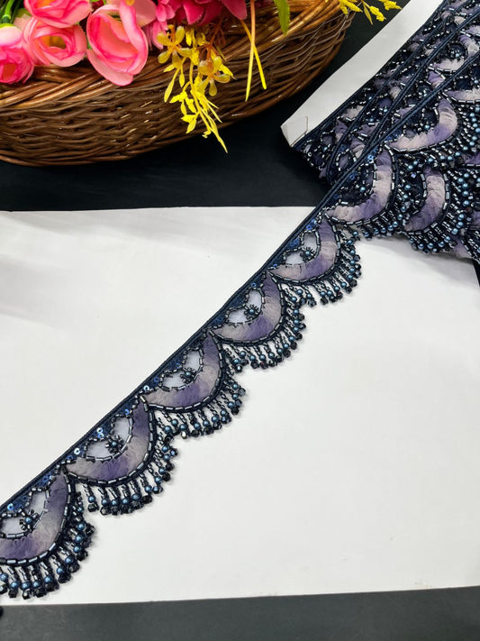 Beautiful Multicoloured Imported Hanging Lace Trim – Premium Saree Laces & Dress Borders (9 Meter) | Blue