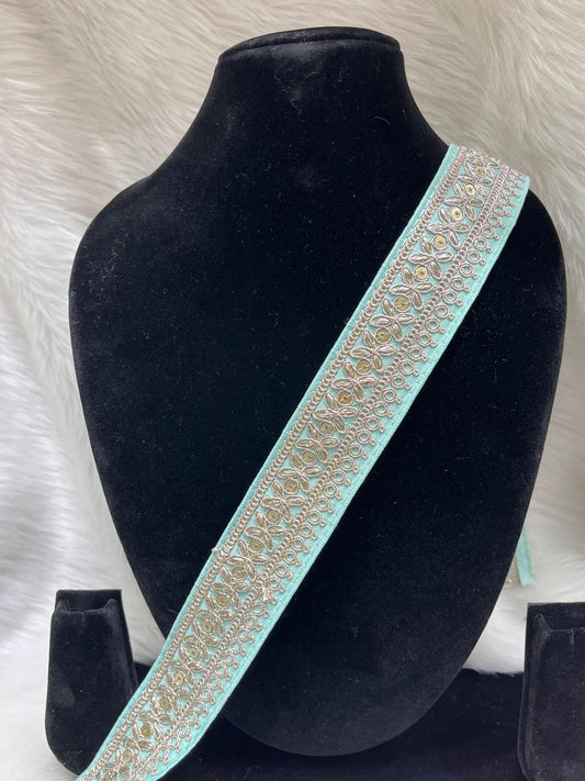 Lace Border for Sarees, Dupattas, Lehengas, Skirts, and Sewing Projects - 9 Meter | Blue