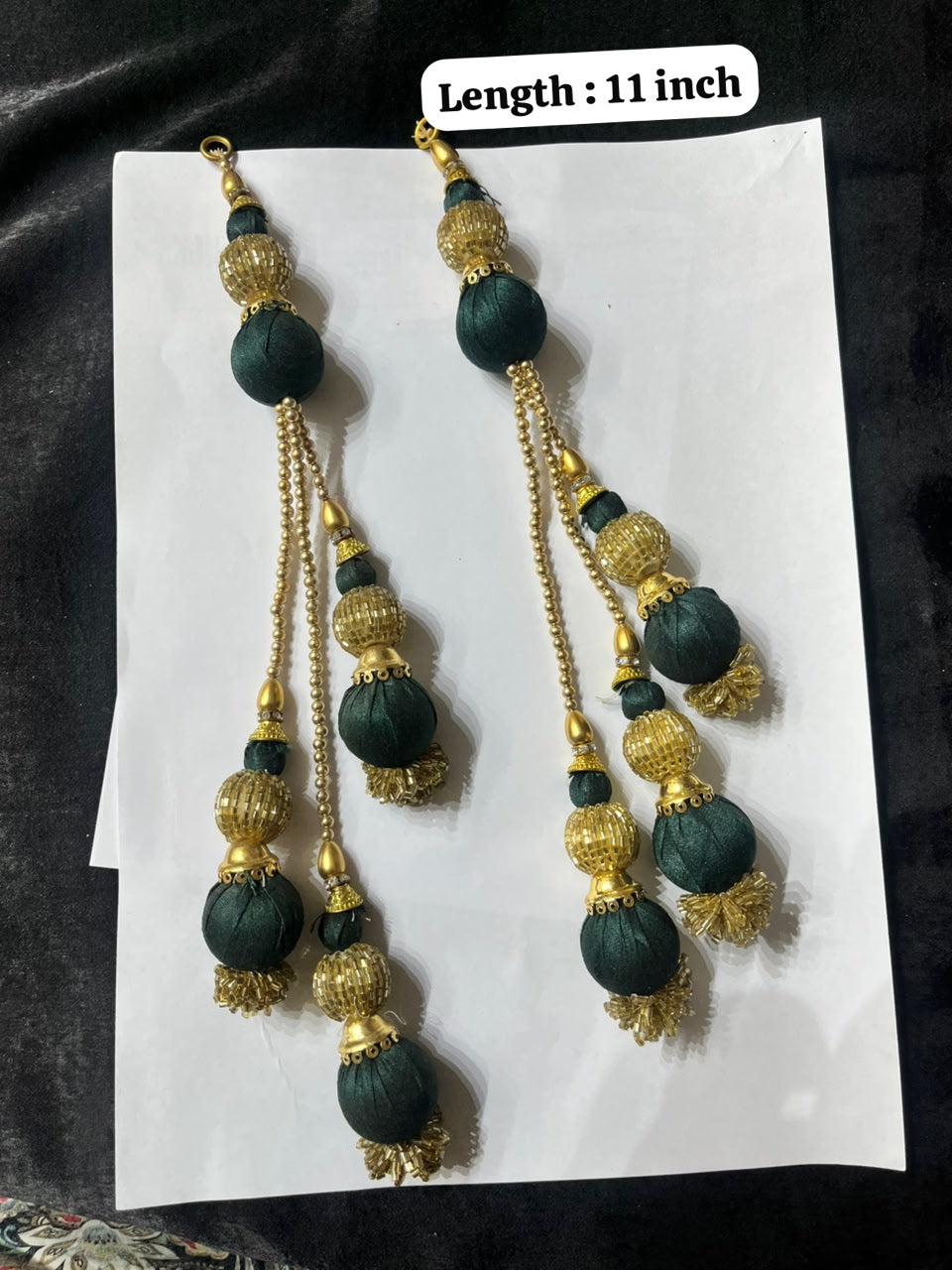 Decorative Handmade Latkans for Lehenga and Saree Blouses – Designer Ethnic Tassels for Traditional Wear | Bottle Green