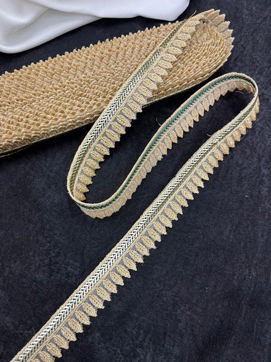 Beautiful Embroidery Zari Lace Borders for Sarees, Kurtis & Dresses – Decorative Ethnic Embroidered Lace Trim | Bottle Green