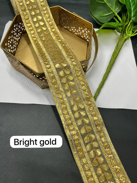 Handmade Rajasthani Gota Lace for Sarees, Lehengas & Dupattas – Ethnic Designer Border (9 Meter) | Bright Gold