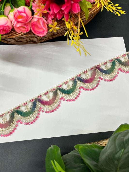 Beautiful Multicoloured Imported Hanging Lace Trim – Premium Saree Laces & Dress Borders (9 Meter) | Bright Multi