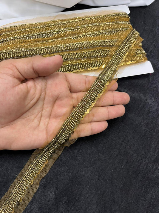 Beautiful Handcrafted Lace Trim for Sarees, Kurtis & Dresses – Decorative Handmade Embroidery Lace Border | Copper