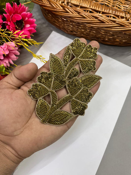 Handcrafted Beaded Patches – Premium Designer Embellished Appliques for Dresses & Ethnic Wear | Copper