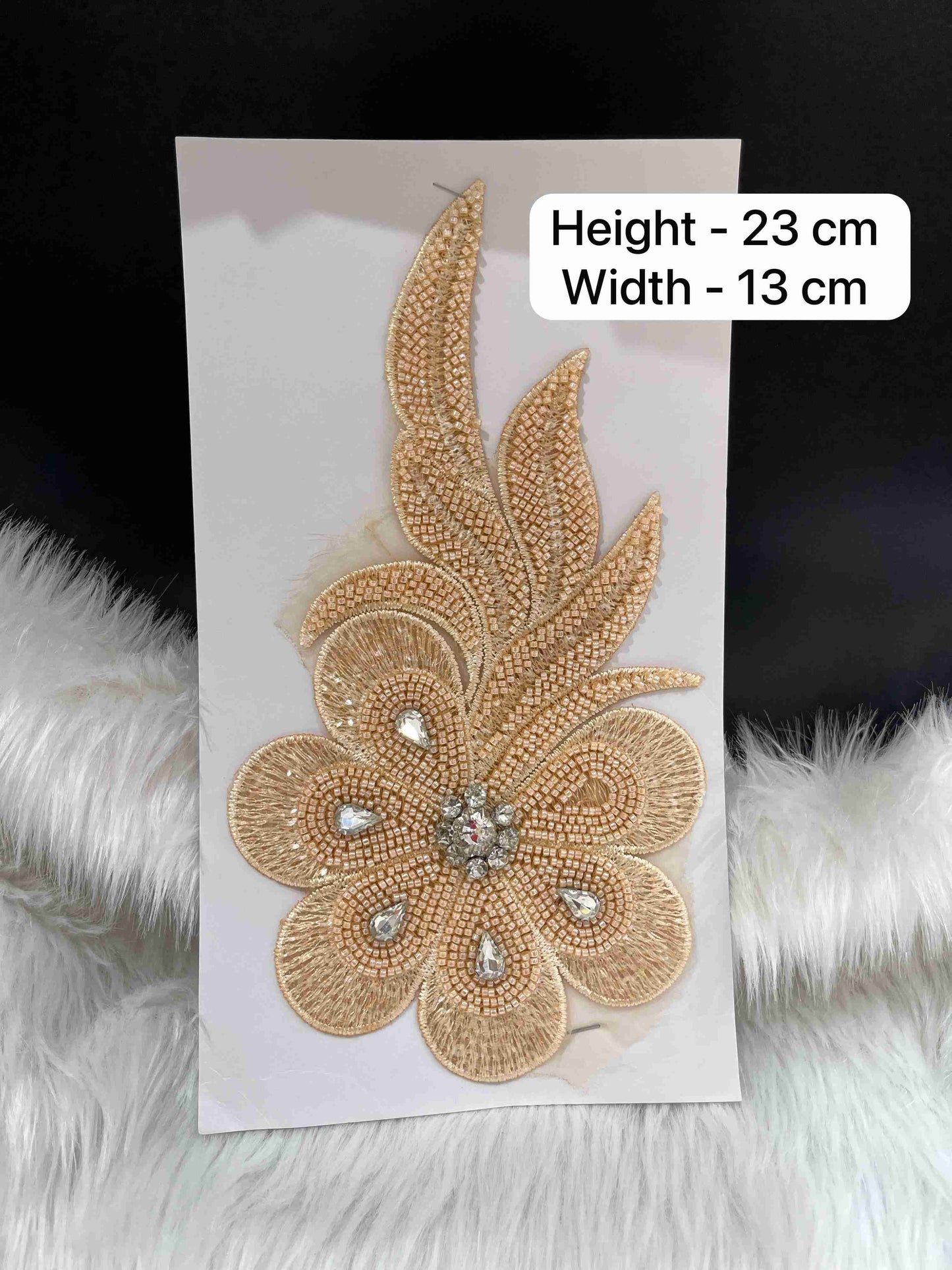 Designer Embroidered Multicolor Stonework Patches for Dresses | Handmade Bead Applique for Blouse, Gown, Lehenga | Cream