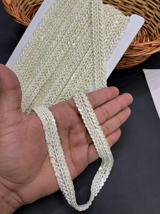 Artisan Handmade Lace – Fine Detailing & Premium Finish Border for Sarees, Dupattas, Lehengas & Dresses (9 Meter, 1 Inch Width) | Cream