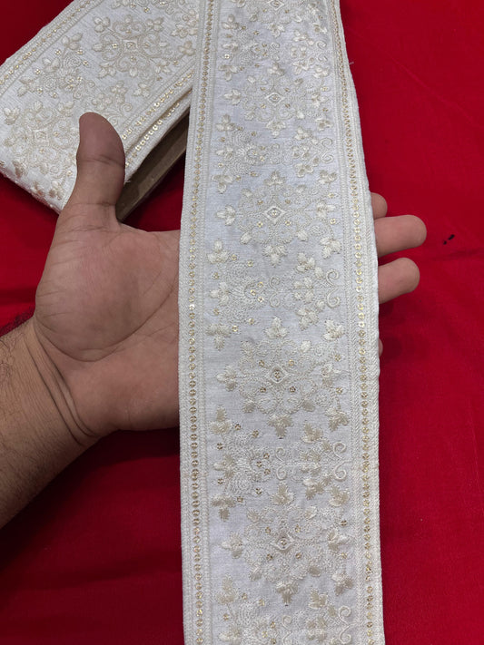 Indian Embroidery Ribbon Lace - Versatile Decorative Trim | Cream