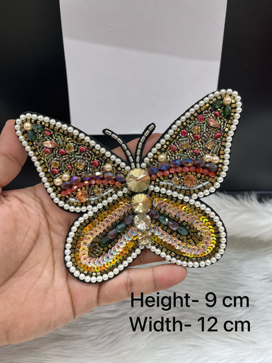 Handmade Multi Colour Butterfly Patch – Premium Beaded Applique for Fashion & Crafts