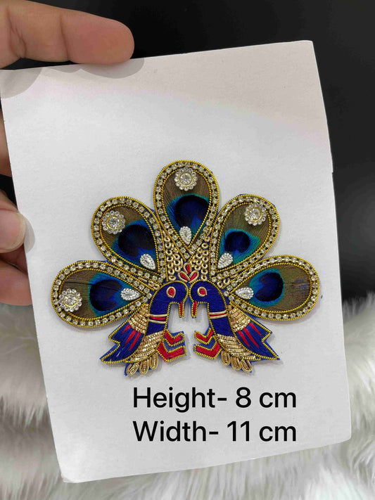 Multicoloured Handcrafted Peacock Design Patch – Embellished Applique with Feather & Stone Detailing