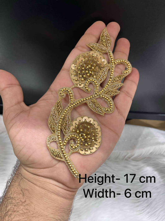 Handcrafted Sequin & Bead Work Patch – Floral Embroidered Applique for Sarees, Blouses & Crafts