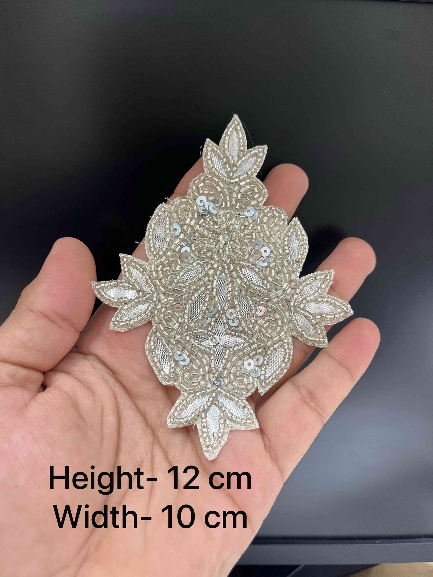 Designer Silver Gota Work Patch with Moti – Handmade Decorative Embroidery Applique for Sarees, Dupattas & Ethnic Wear