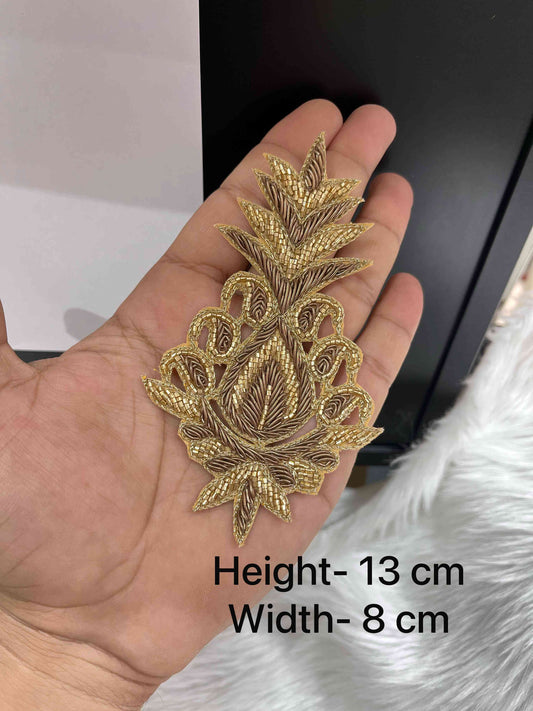 Handmade Zardosi Embroidered Patch for Clothing & Accessories | Traditional Craft Appliqué for Kurtis, Sarees & Home Décor