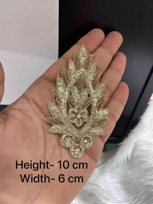 Elegant Zardosi Cutwork Embroidered Patch for Crafting, Blouse, Lehenga & Ethnic Wear Decoration (Gold)