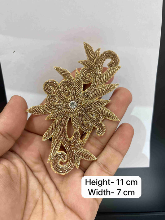 Handmade Antique Zardosi Patch for Crafting, Blouses & Ethnic Dress Decoration