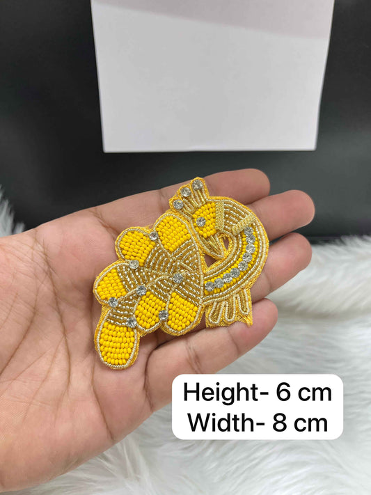 Bead and Stone Embroidered Peacock Patch for Saree Blouses, Kurtis & Craft Decoration