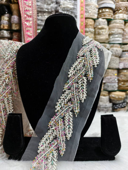 Handmade Jardoshi Work Saree Lace Border for Dupattas & Lehengas – 9 Meter, 2-Inch Embroidered Trim