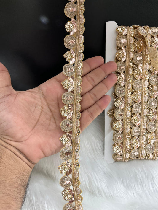Beautifully Handcrafted Mukesh Work Saree Lace Border – 9 Meter, 1 Inch Trim