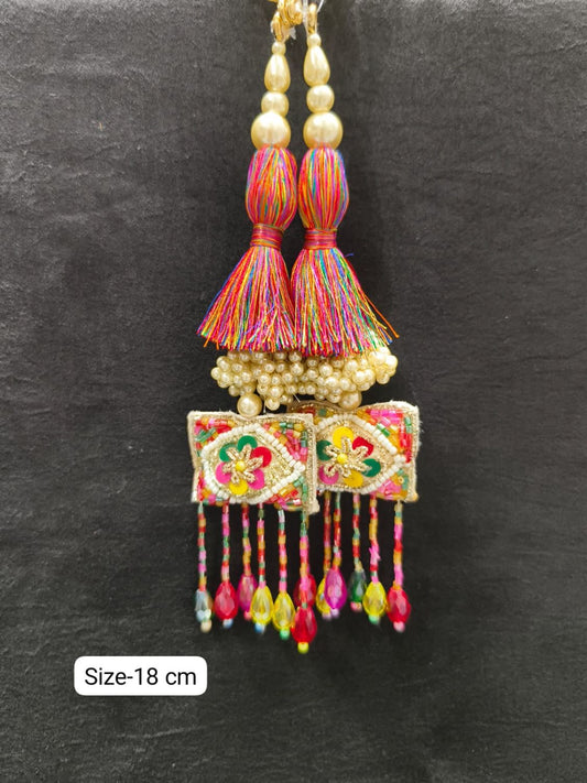 Bright Multi Cutdana & Sequin Embellished Tassel with Bead Detailing – Decorative Accessory for Sarees, Dupattas, and Lehengas – Sold as a Pair (18 cm)