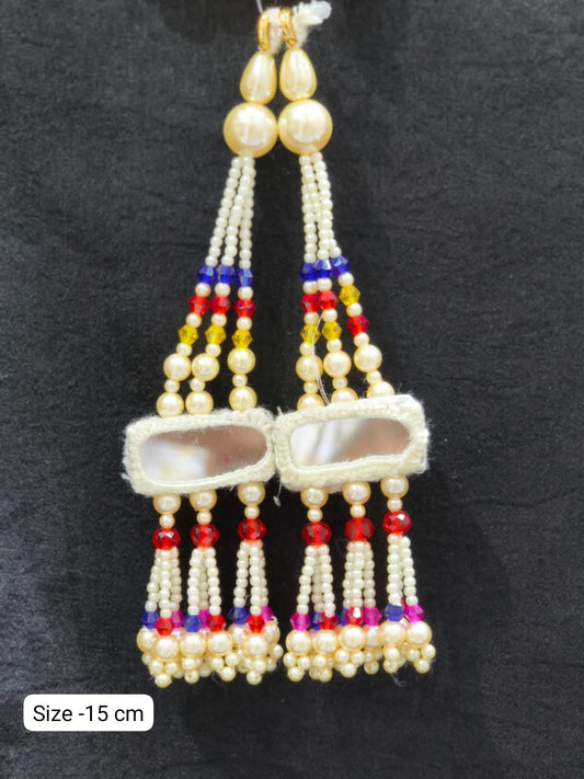 Resham with Mirror Tassels – Decorative Accessory for Blouses, Sarees, and Dupattas – Sold as a Pair (15 cm)