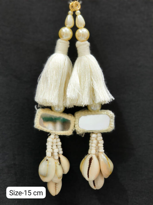 Resham with Mirror Tassels – Decorative Accessory for Blouses, Sarees, and Dupattas – Sold as a Pair (15 cm)
