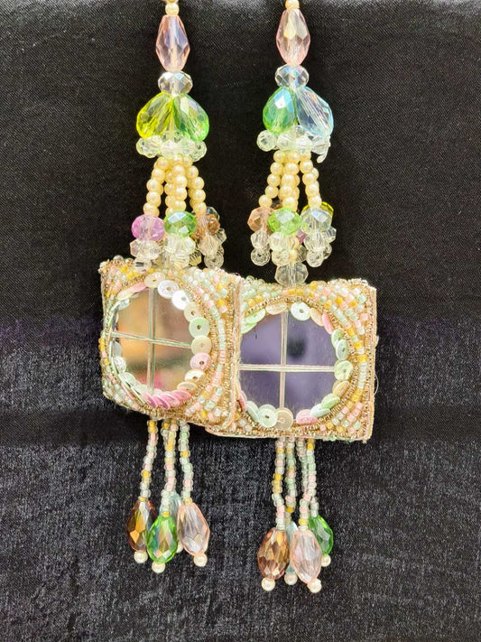 Light Multi Crystal Tassels – Decorative Accessory for Blouses, Sarees, and Dupattas – Sold as a Pair (16 cm)