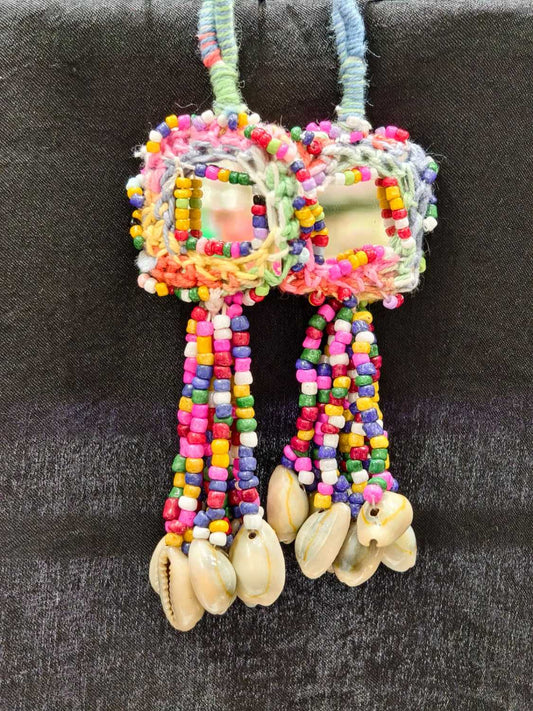 Handmade Thread with Mirror Beads Tassels – Decorative Accessory for Blouses, Sarees, and Dupattas – Sold as a Pair (15 cm)