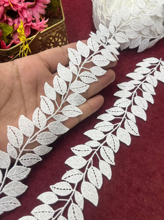 Dyeable White Organza Imported Lace – Decorative Lace for Sarees, Dupattas, and Dresses (9 mtr, 2 inch)