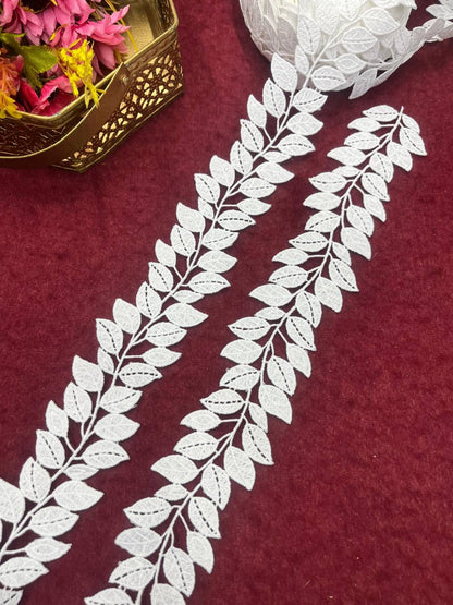 Dyeable White Organza Imported Lace – Decorative Lace for Sarees, Dupattas, and Dresses (9 mtr, 2 inch)