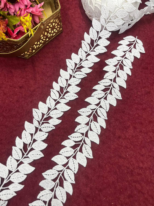 Dyeable White Organza Imported Lace – Decorative Lace for Sarees, Dupattas, and Dresses (9 mtr, 2 inch)